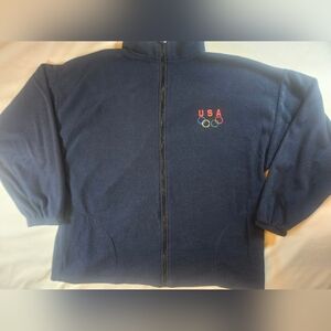 Unbranded USA Olympics Unisex Blue Fleece Long Sleeve Zip Up Swestshirt Size XL